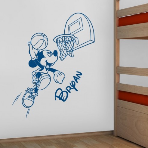 Poster mural silhouette joueur de basket avec prénom - TenStickers