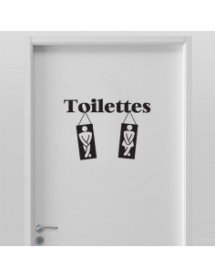 Stickers déco toilettes / wc - Rapproche toi elle est beaucoup plus