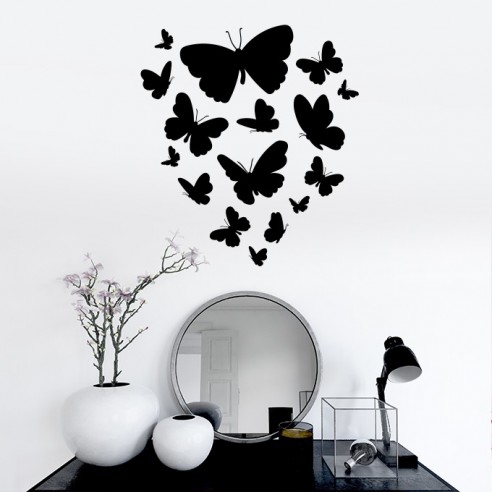 Sticker mural envolée de papillons. Stickers papillon