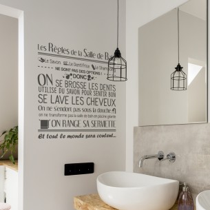 Stickers muraux toilettes textes sur les règles des WC par Décorécébo