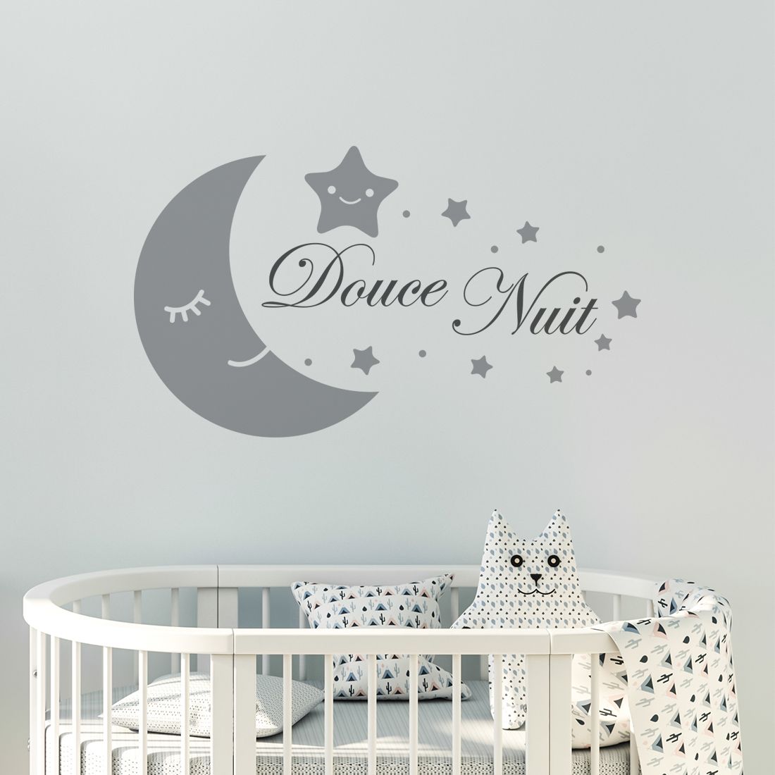 Lune Douce Nuit Et Etoiles Stickers Muraux Chambre Bebe