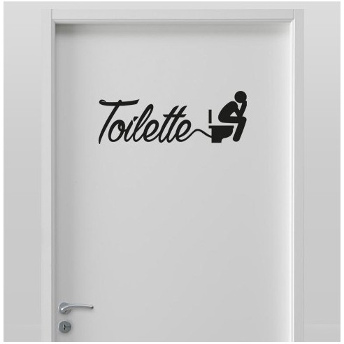 Sticker décoratif de porte toilettes L19cm TOILETTES