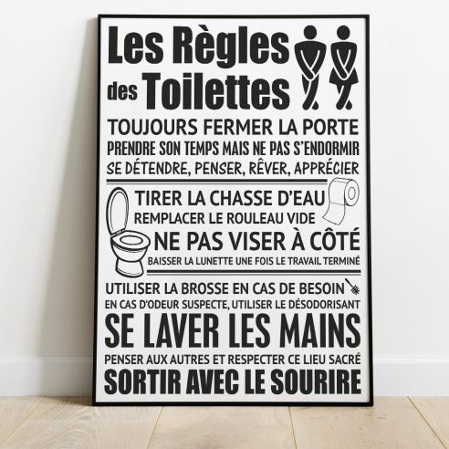 Poster les règles des toilettes. Affiche règles des WC. Affiche