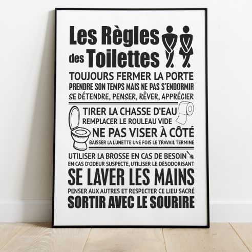 Pancarte De Bois, Les Règles Pour Les Toilettes, Affiche WC