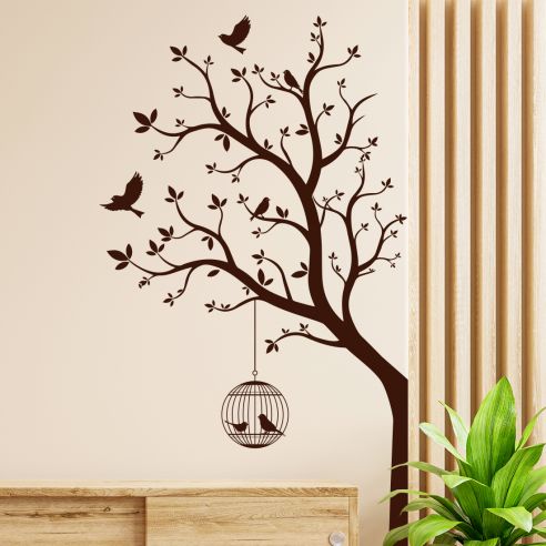 Sticker Mural Arbre avec des oiseaux - TenStickers