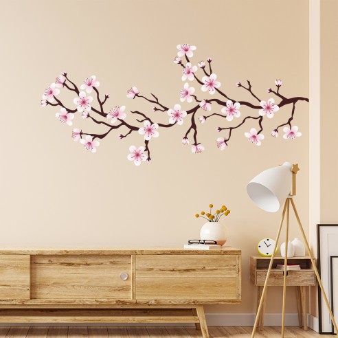 Autocollants muraux de Style chinois, fleurs de cerisier