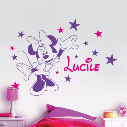 Stickers muraux de décoration pour enfant - Sticker Minnie avec prénom