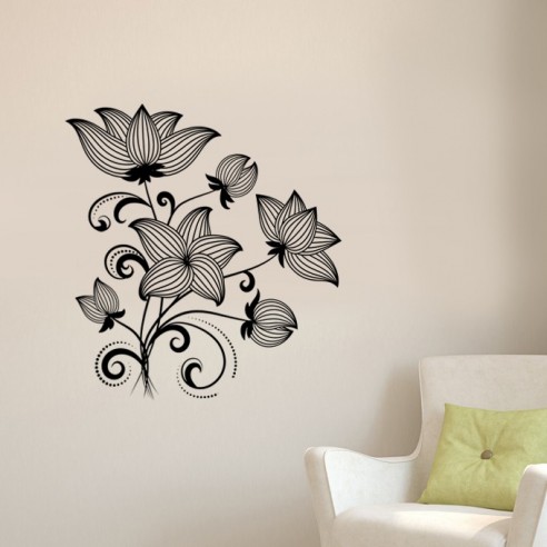 Sticker Mural Fleur Arbre monochrome avec branches think - TenStickers