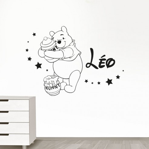 Stickers Muraux Vinyle Winnie l'ourson Nom Personnalisé Monogramme Bébé  Bonne Nuit Fais de beaux rêves Autocollant Décoratifs D'intérieur Mur  Chambre